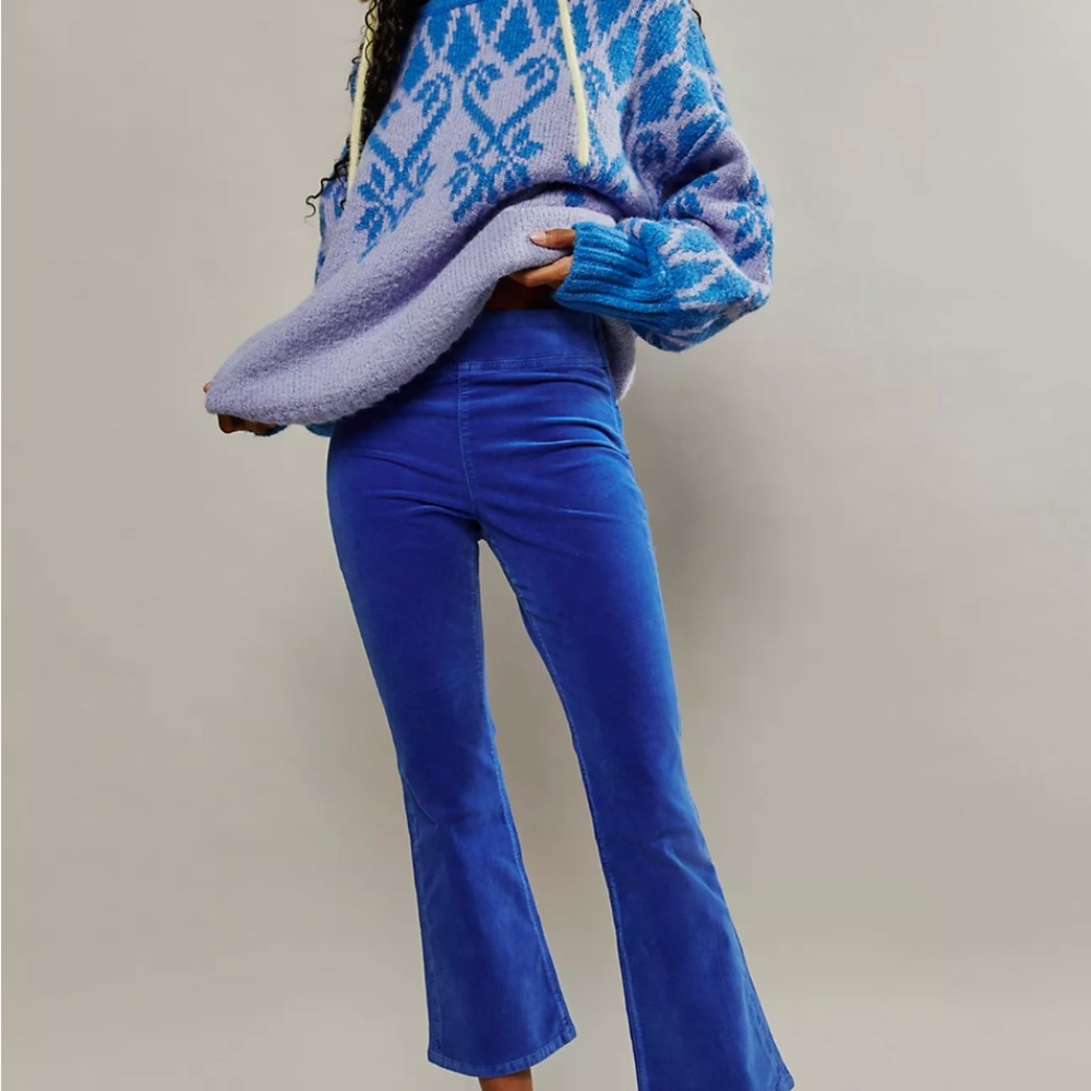 Free People In My Feelings Velvet Crop Slim Flare Pants
